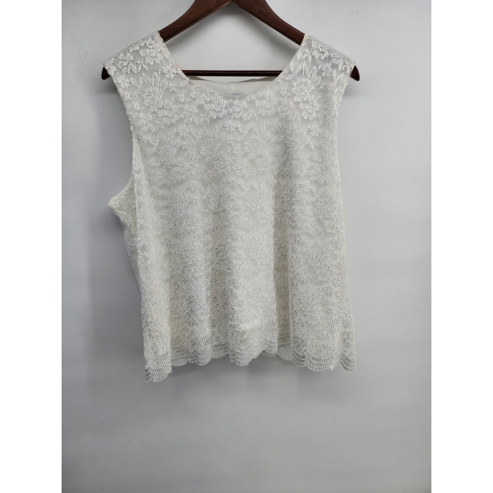 BFA Classics White Lace Sleeveless Tank Top Blouse 20P